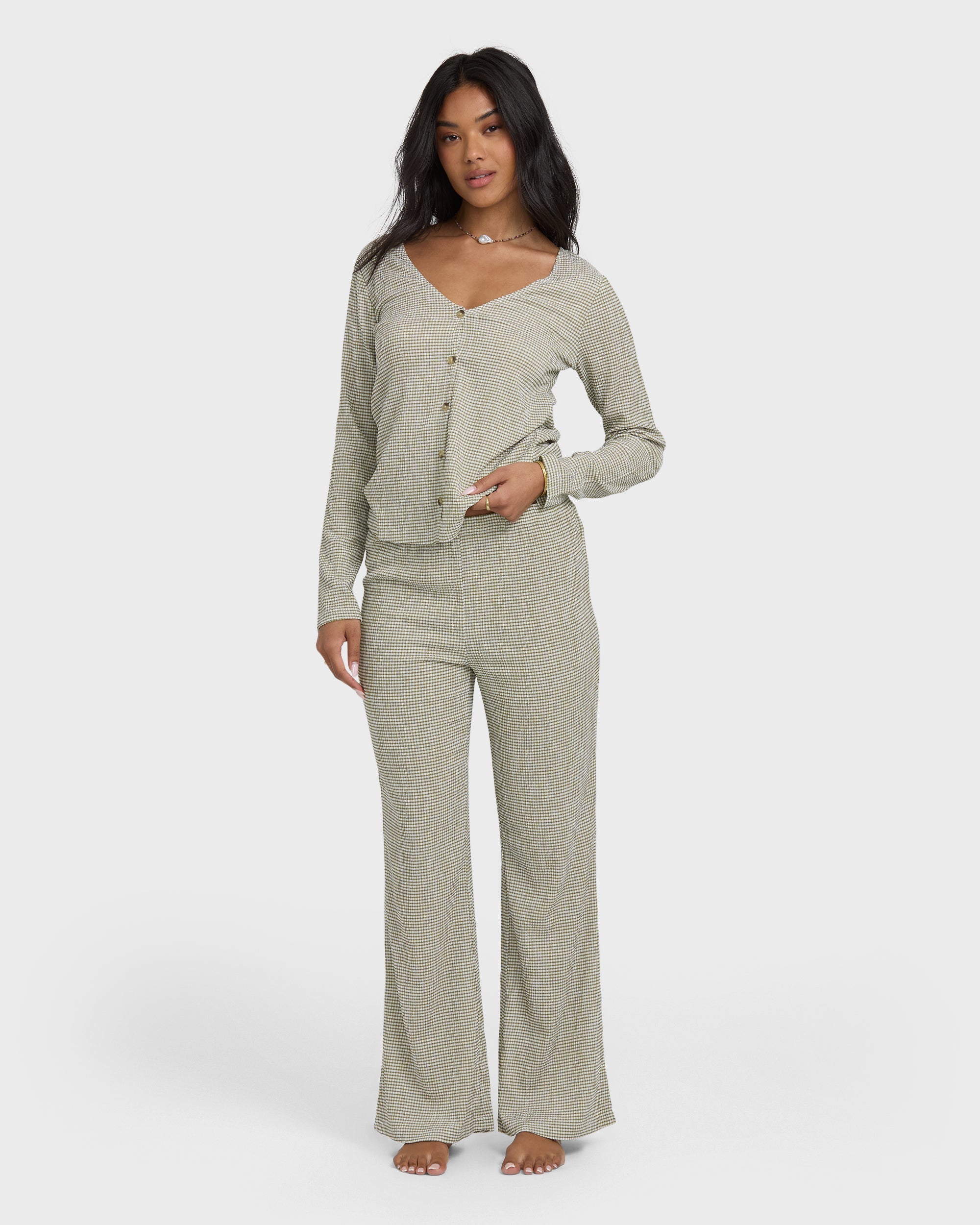 Hot Check Knitpants - Martini Olive