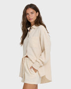 Wanderer Long Sleeve Woven Shirt - Dove