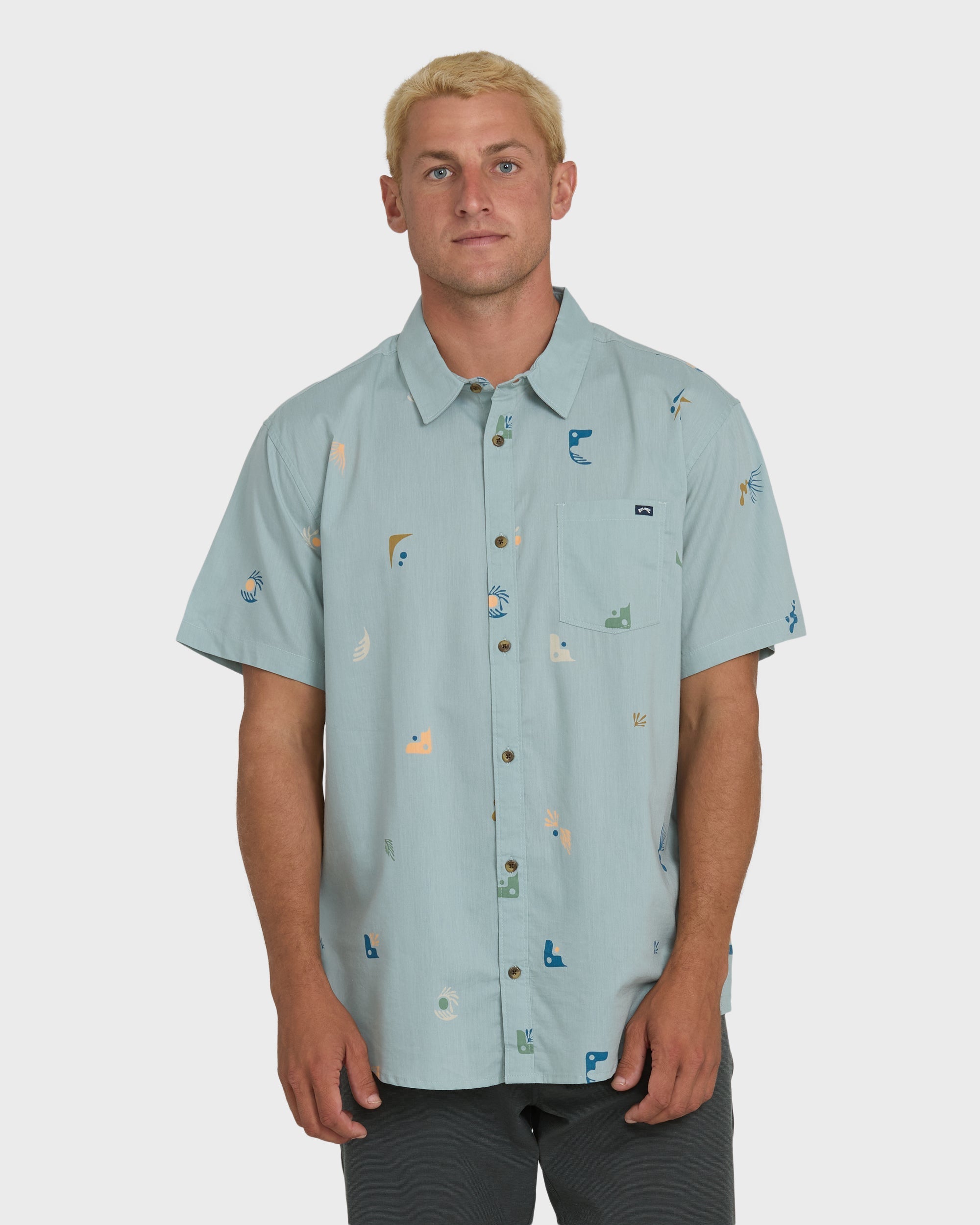 Sundays Mini Short Sleeve Woven Shirt - Blue Fog