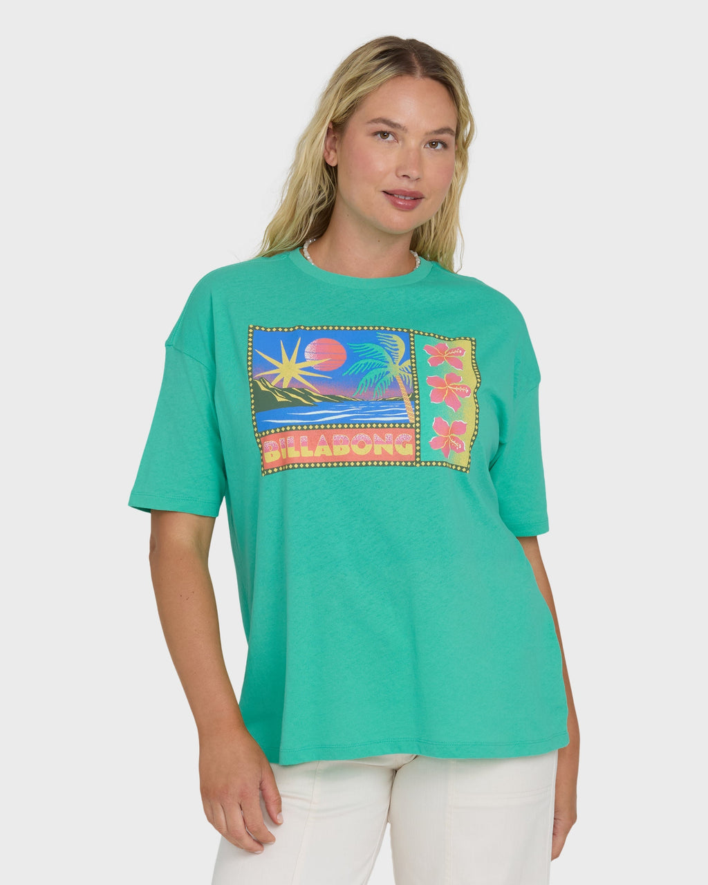 Summer Heat Short Sleeve Knit Graphic T-Shirt - Green Tropics