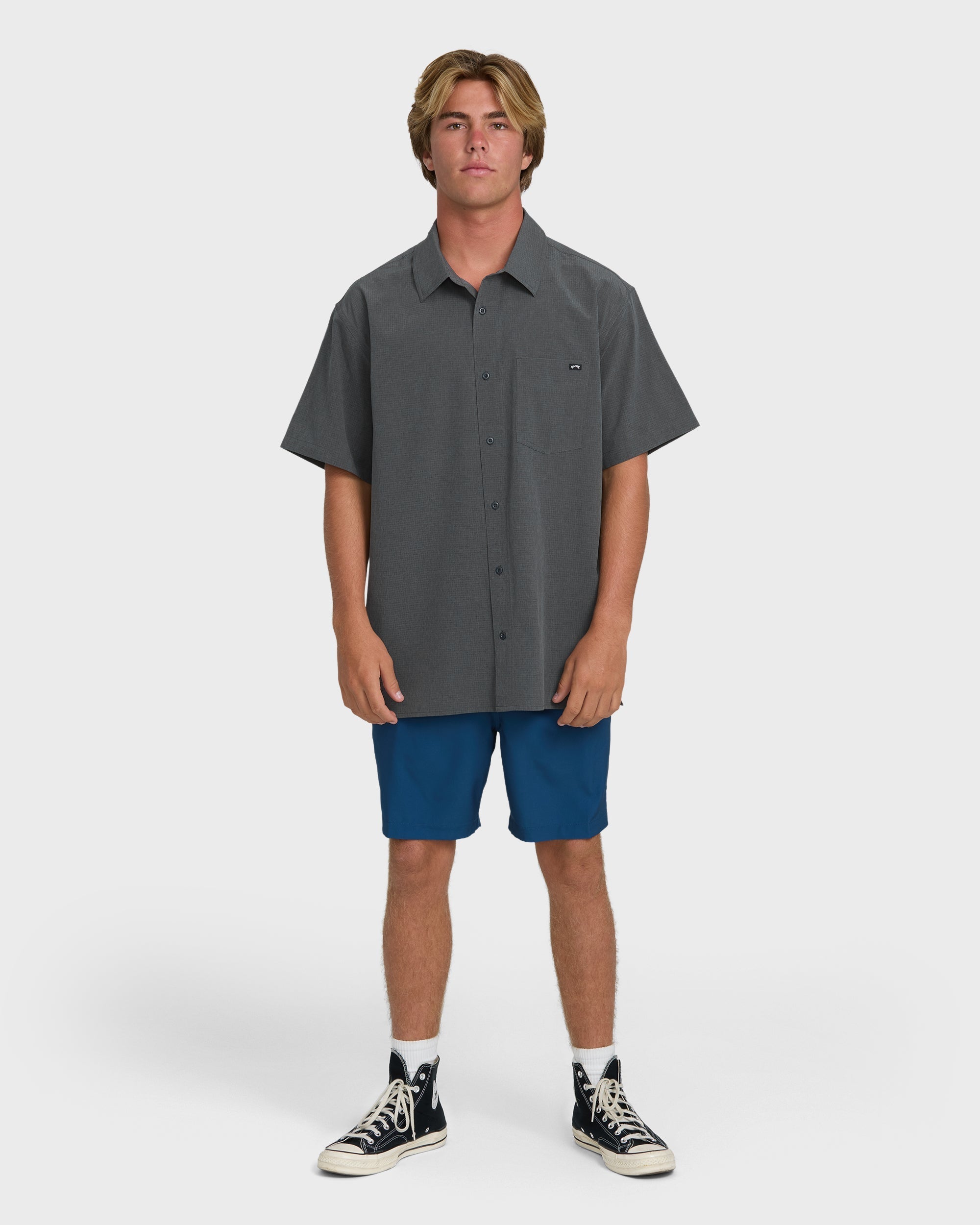 A/Div Surftrek Perforated Short Sleeve Woven Shirt - Carbon