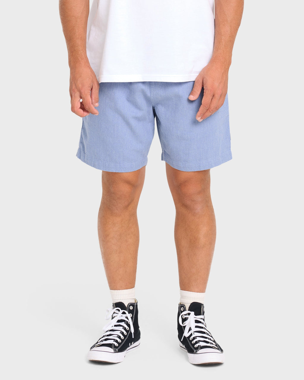 San O Layback Linen Shorts - Blue Heather
